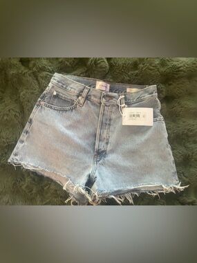 Frame Denim Light Blue Frayed Hem Jean Shorts